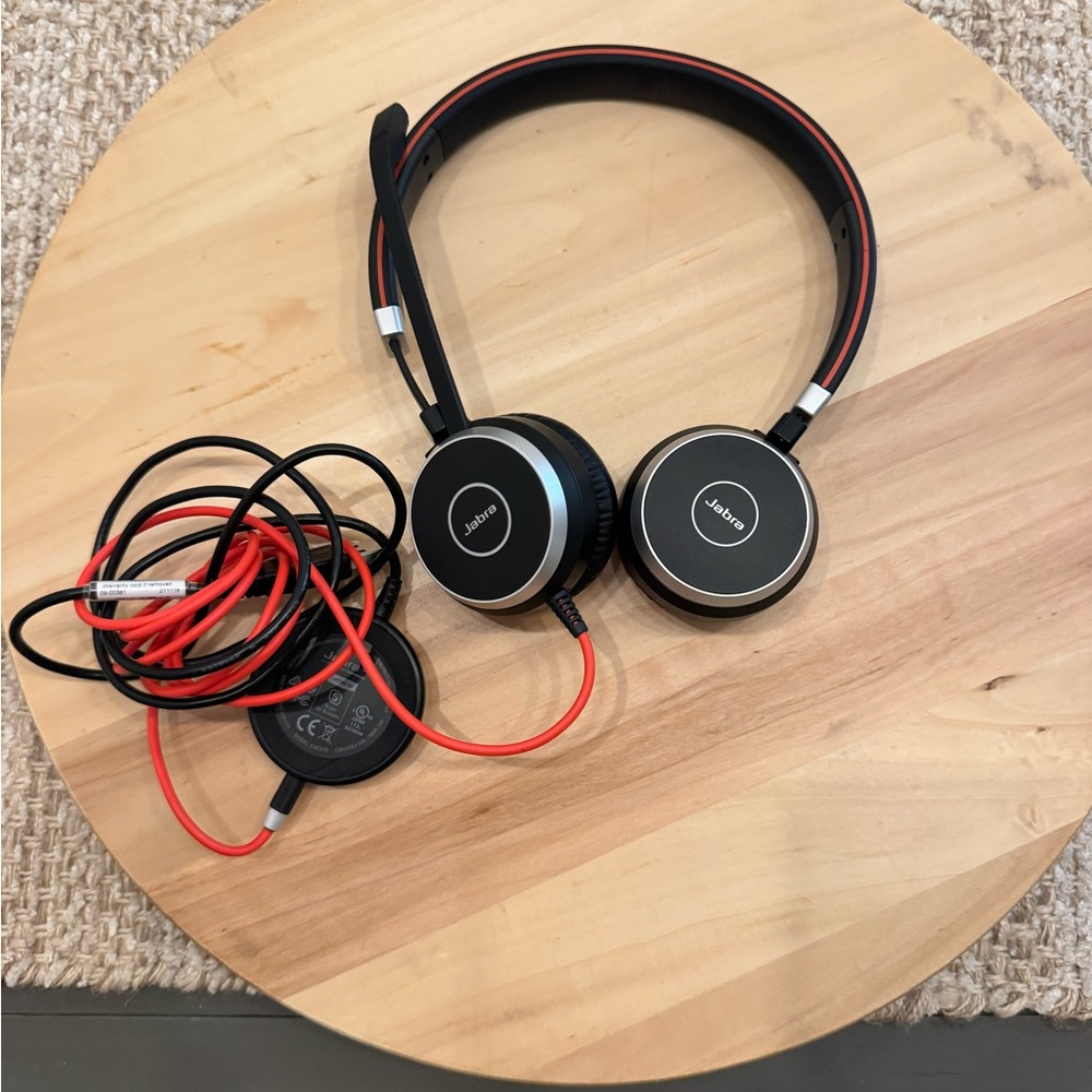 Jabra Evolve 40 Wired Stereo On-Ear Headset USB Microsoft Teams ENC010 Black Red